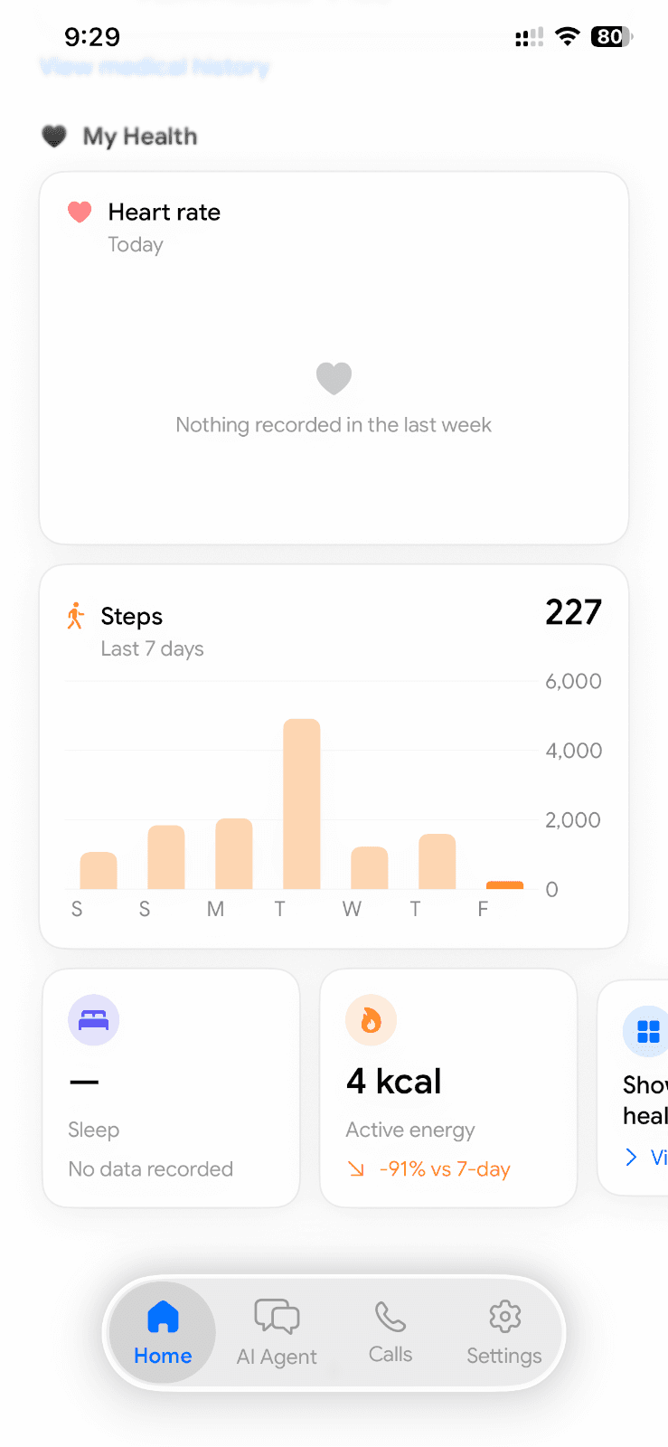 Current Doctor Buddy Apple Health and activity view