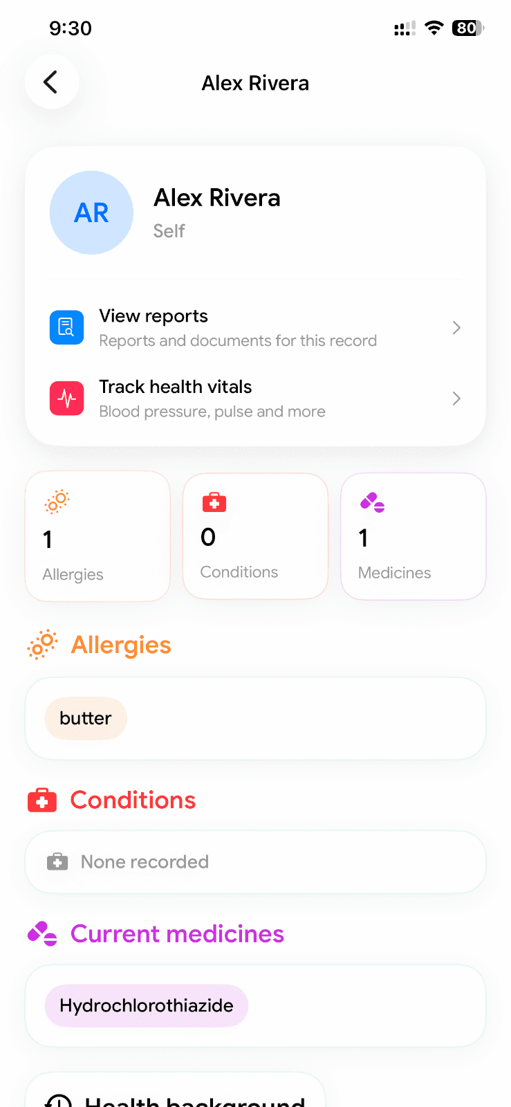 Current Doctor Buddy selected family member medical history details