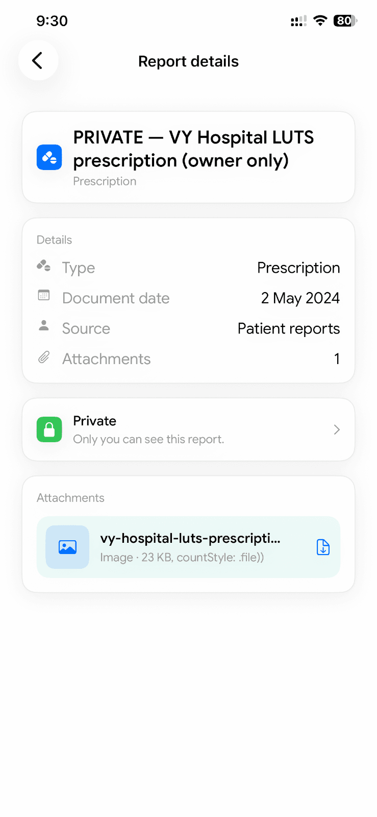 Current Doctor Buddy report detail