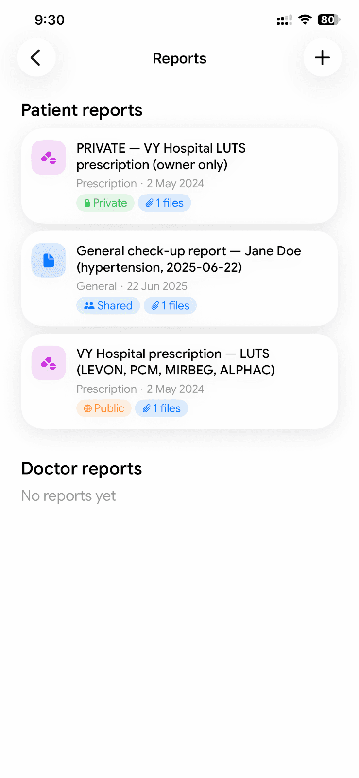 Current Doctor Buddy reports list